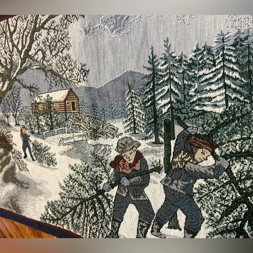 Winter Scene Tapestry 4 Placemats Navy Back